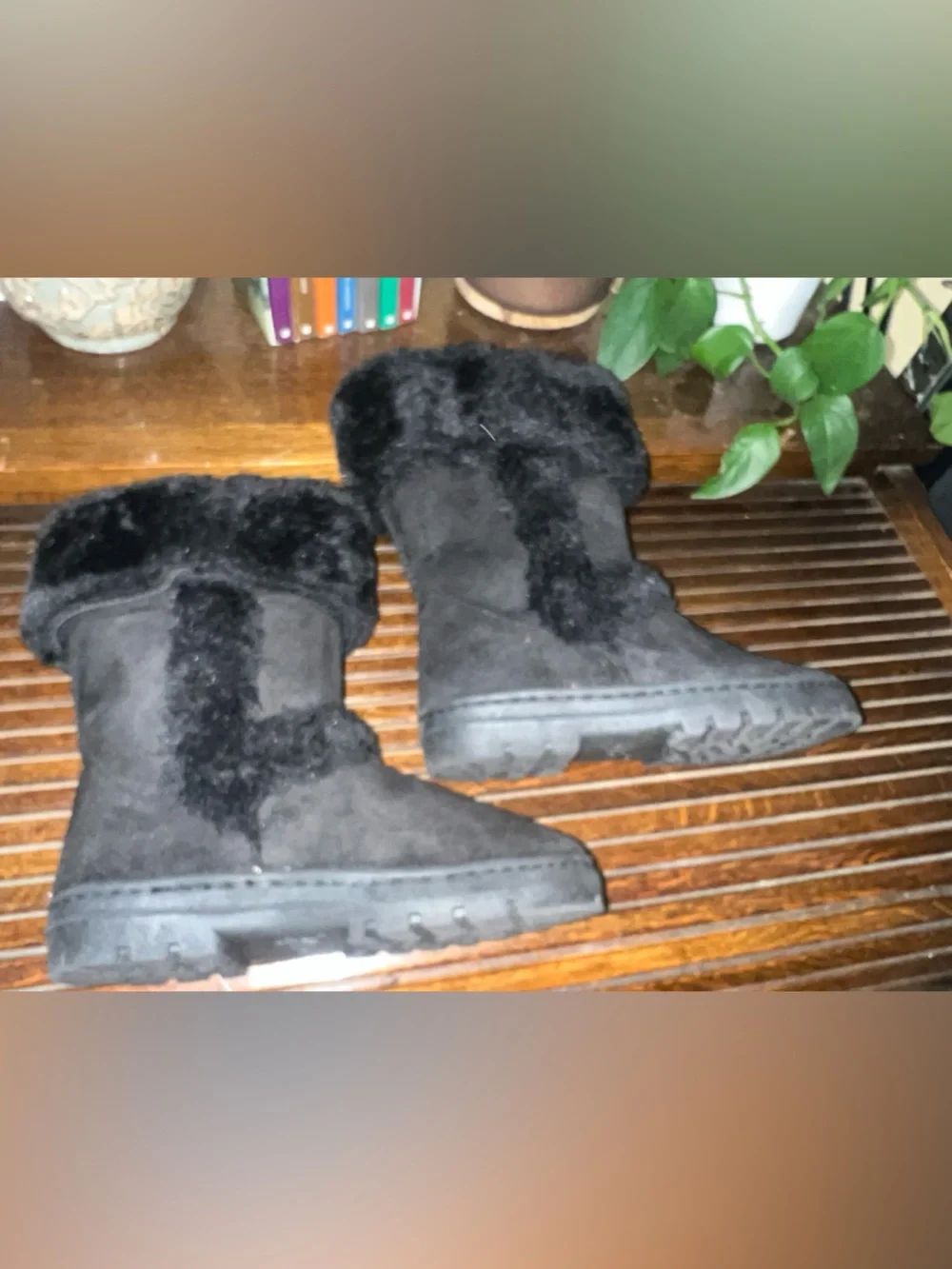 Style‎ & Co. Black Faux Suede Winter Boots with Plush Cuff